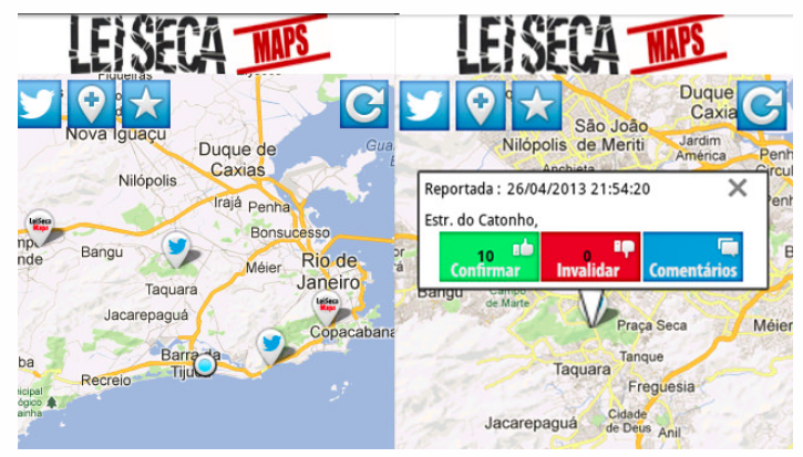 Screenshots of Lei Seca app